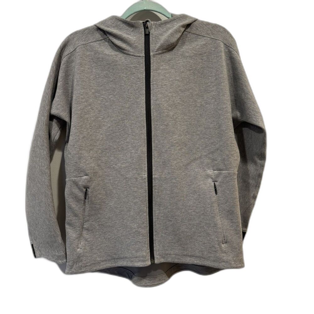 Athleta Full Zip Hoodie Jacket Gray Athleisure Travel Workout Gym Women sz Small